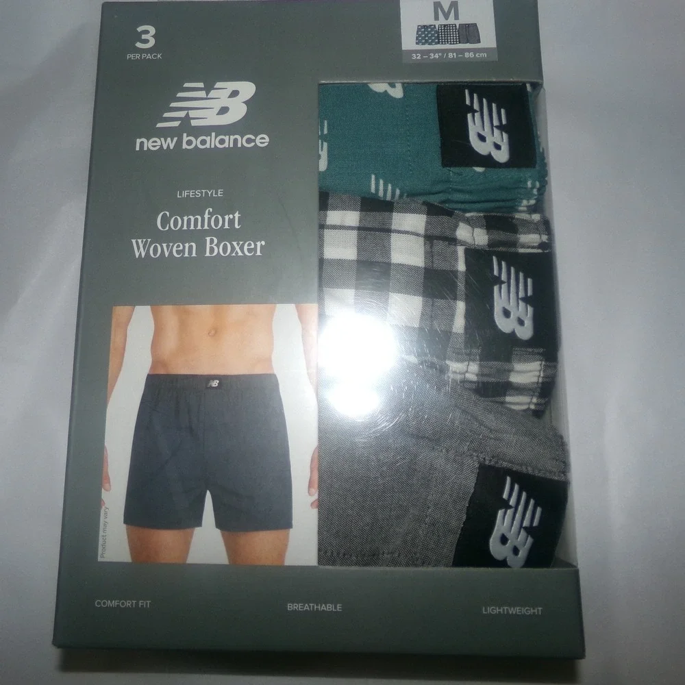 New Balance Mens 3 Pack Comfort Woven Boxers MED 32